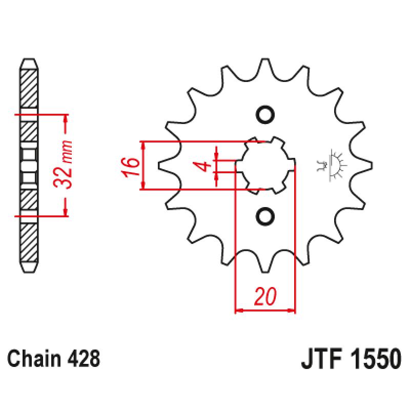 Купить Звездочка передняя JT Sprockets (шаг 428 ) JT JTF1550